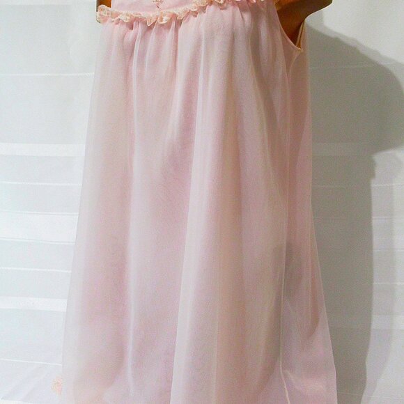 Vintage  Pink Double Nylon Babydoll L - Picture 5 of 9